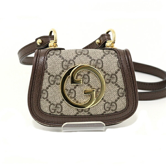 GUCCI Blondie Card Case Wallet GG Supreme Canvas Shoulder Bag 698635 Beige/Ebony - Picture 1 of 3